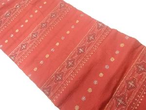 横段に花模様織出し名古屋帯